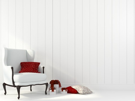 Festive composition of the interior in white and red huesの写真素材