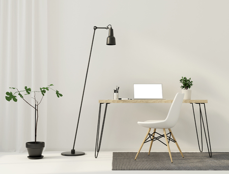 3D illustration. Minimalistic interior  of workplace の写真素材
