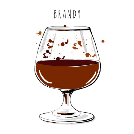 Digital illustration of an alcoholic drink. A glass of brandyの写真素材