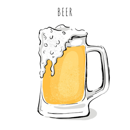 Digital illustration of an alcoholic drink. A mug of beerの写真素材