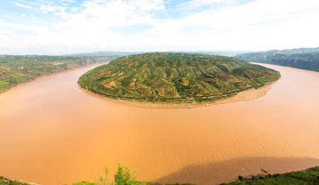 Natural scenery of Tai Chi Bay of the Yellow Riverの写真素材