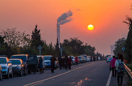 Sunset landscape of Hanyang Mausoleum in Xi'anのeditorial素材