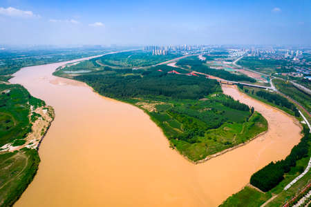 Weihejing estuary scenery after heavy rainの写真素材