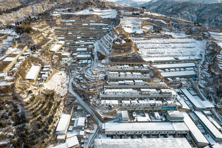 Northern Shaanxi Cave Dwelling Snow Sceneの写真素材