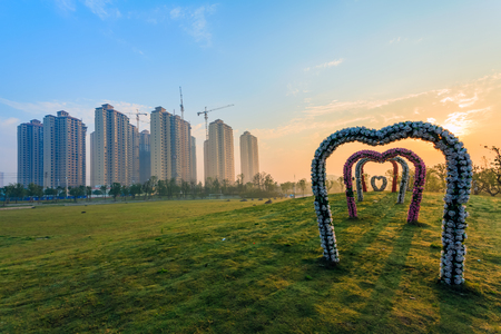 residential area in the early morningの写真素材