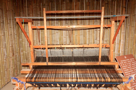 Close up of a traditional loom machineの写真素材