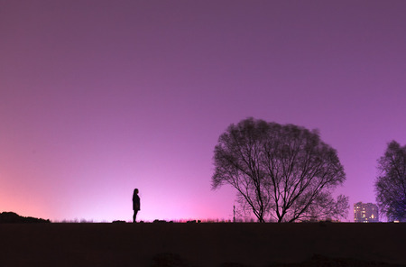 human silhouette  and treeのeditorial素材