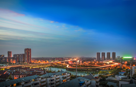 City, night scene, Jingzhouのeditorial素材