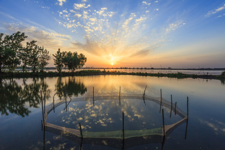 Sunset scenery at lakeの写真素材