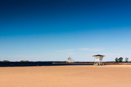 The beach is quite empty on a windy day in Oulu, Finland.