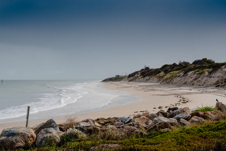 A quiet beach at Adelaide, South Australia. Somebody had left the tracks on the sand, though.