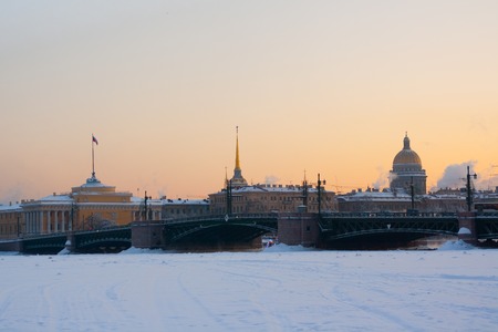 Russia. Saint Petersburg. Winter. the Admiralty and St. Isaac's Cathedral