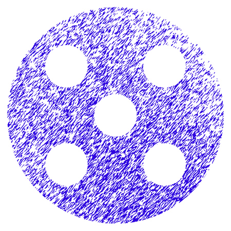 Grunge Round Dice rubber seal stamp watermark. Icon symbol with grunge design and scratched texture. Unclean raster blue sign.の写真素材