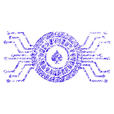 Grunge Digital Casino Roulette rubber seal stamp watermark. Icon symbol with grunge design and unclean texture. Unclean raster blue sticker.の写真素材