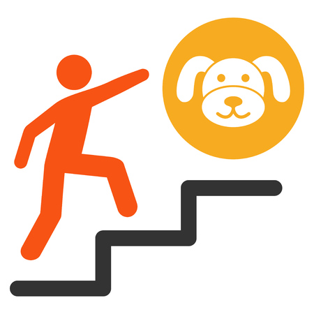 Person Climb To Puppycoin flat raster pictograph. An isolated illustration on a white background.の写真素材