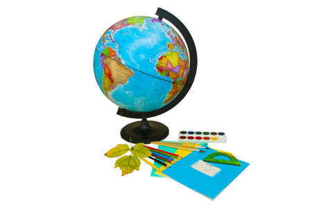Globe and school supplies