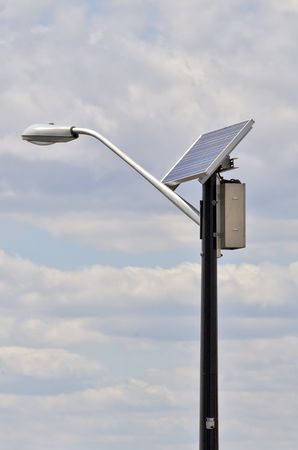 Solar powered dusk to dawn light (vertical)の写真素材