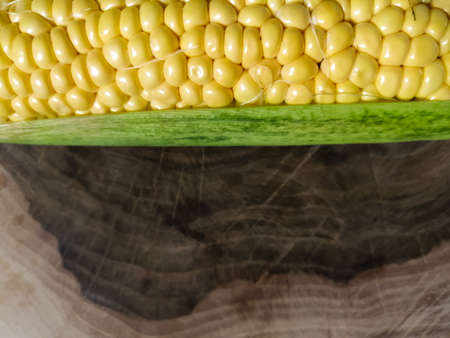 Background image of corn on a wooden board