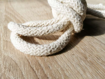 Rope rope cotton on a wooden tableの写真素材
