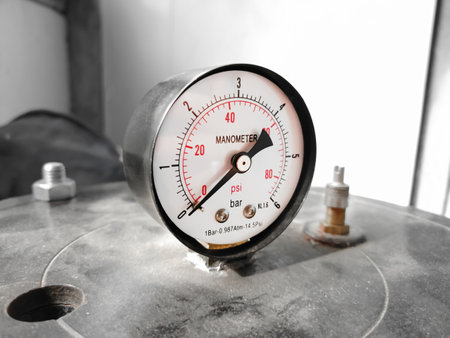 Monometer. pressure meter. Sensor for measuring pressure - pressure gauge.の写真素材
