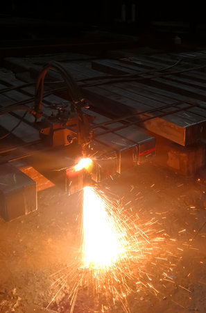 Metal processing at the factory. metallurgy. Work at a foundry metallurgical plant. The machine...