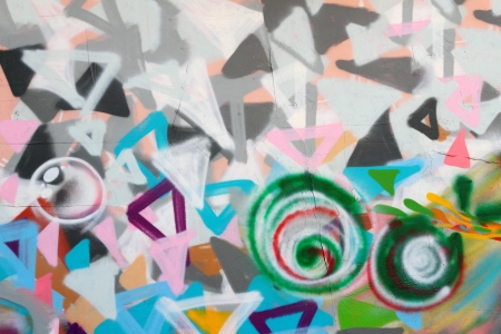 piece of graffiti on the wall of a modern street art painted by aerosol quick drying paintの写真素材