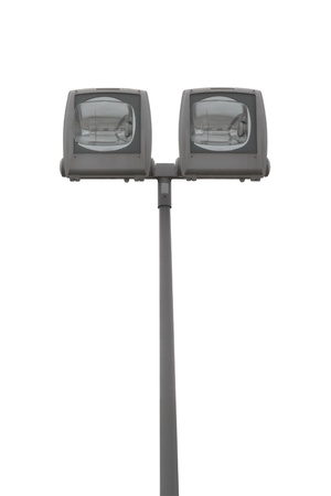Modern floodlight to illuminate the streets and large squares and parks on a white backgroundの写真素材