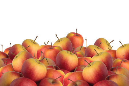 A lot of red apples close up on white backgroundの写真素材