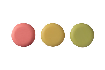 close up of three pieces of soap on white backgroundの写真素材
