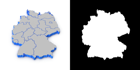 Germany 3D map with shadow.. Alpha channel. Perspective. CG.の写真素材