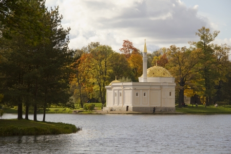 Autumn View to Turkish Bath in Katherine Park,Tzarskoye Selo St Peterburg,Russiaの写真素材