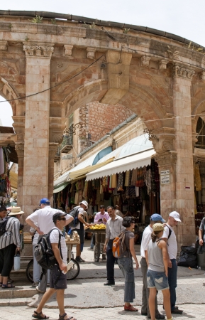 Arabic market in Christian Quarter of  Jerusalem, Israel  のeditorial素材