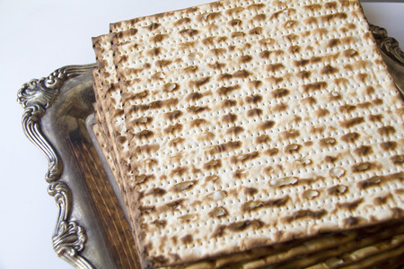 Jewish Matzoh on Decorated Silver Plate