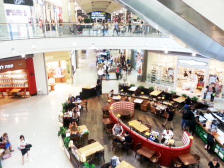 People visiting shopping center in Big Mall - sale, consumerism and people concept.のeditorial素材