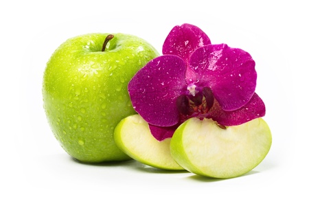 Apple and orchid の写真素材