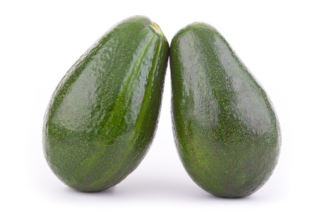 Two ripe avocadosの写真素材
