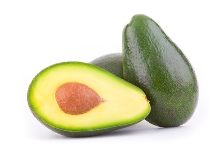 Two ripe avocadosの写真素材
