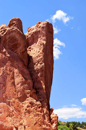 Rock formation against a blue sky in Colorado Springs, COの写真素材
