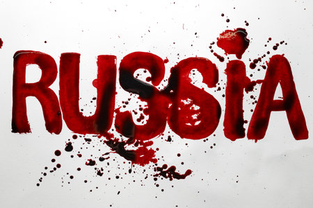 Word russia written by blood. War, invasion, aggression conceptの写真素材