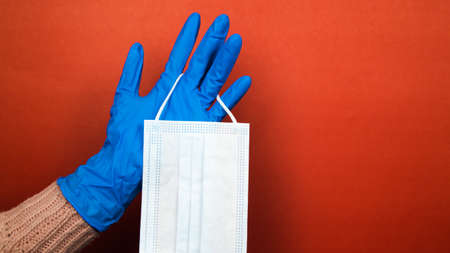 biosafety items for personal use and hand disinfection on unicolor backgroundの写真素材