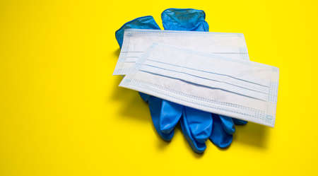 biosafety items for personal use and hand disinfection on unicolor background