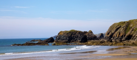 Panorama view of Annestown Beach in Co. Waterfordの写真素材