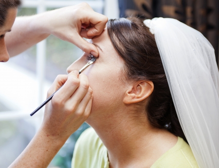 View bride-to-be having a Facial Makeoverの写真素材