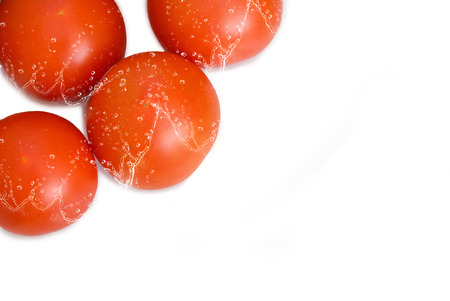 Red tomatoes at open air marketの写真素材