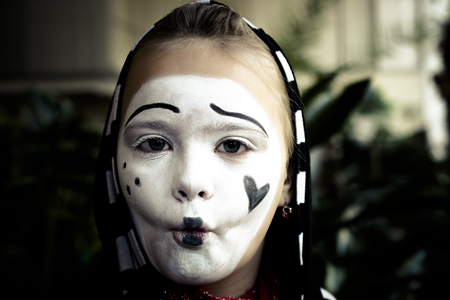 Pretty Girl in the form of mime actorの写真素材