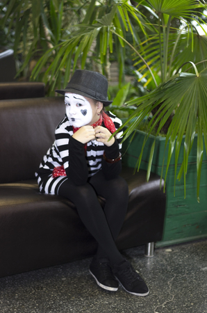 Pretty Girl in the form of mime actorの写真素材