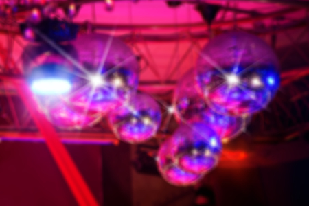 Group of Disco balls blur light reflection background
