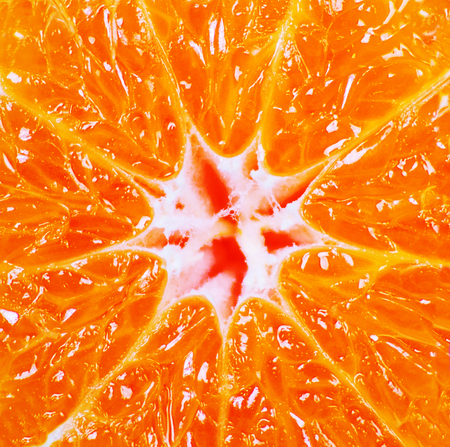 isolated half of mandarin closup, macroの写真素材