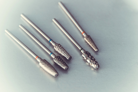 Manicure and pedicure tools and accessories, milling cutter. Nail care conceptの写真素材