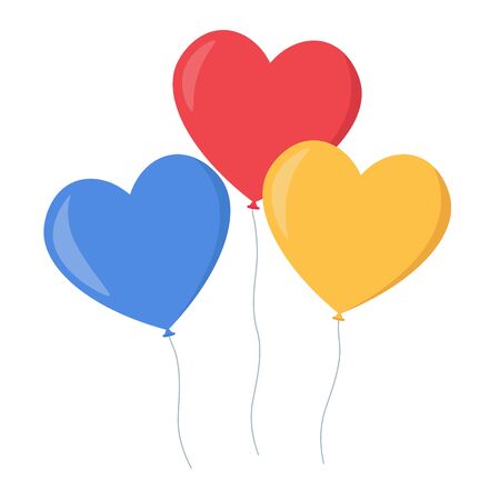 heart shaped colorful balloons. stock vector illustration in cartoon style isolated on white background.のイラスト素材